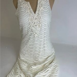 Women's Lily Pulitzer Cream Lace V-Neck Sleeveless Shift Dress Small